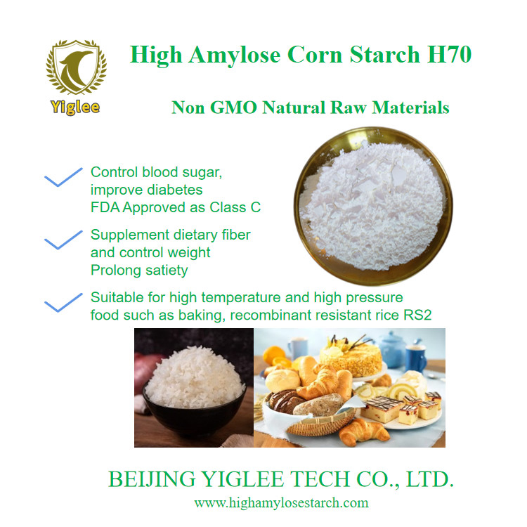 Peking YIGLEE TECH High Amylose Maize Starch H70 RS2 High Amylose Resistant Starch Niet-GGO Low GI Starch